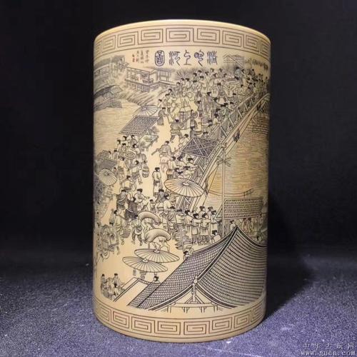 笔筒送老师清明上河图，，笔筒送老师清明上河图