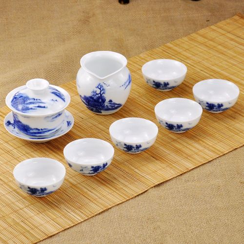青花瓷茶具礼品套装,青花瓷茶具礼品套装图片,青花瓷茶壶可以泡普洱茶?