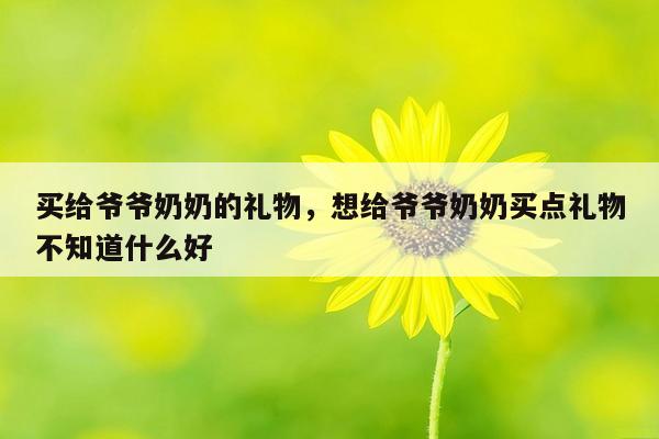 买给爷爷奶奶的礼物，想给爷爷奶奶买点礼物不知道什么好