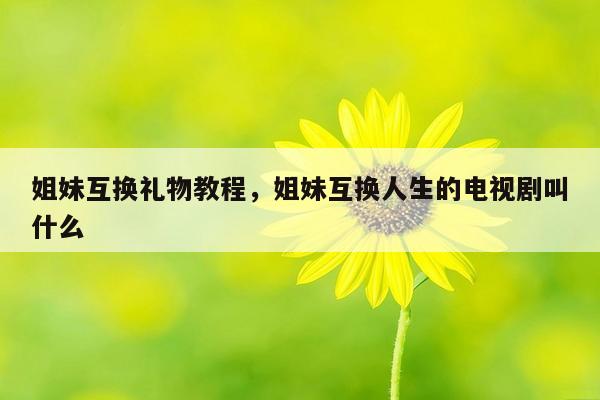 姐妹互换礼物教程，姐妹互换人生的电视剧叫什么