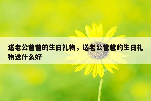 送老公爸爸的生日礼物，送老公爸爸的生日礼物送什么好