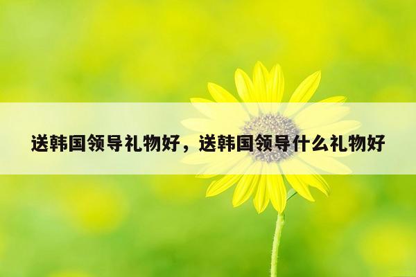 送韩国领导礼物好，送韩国领导什么礼物好